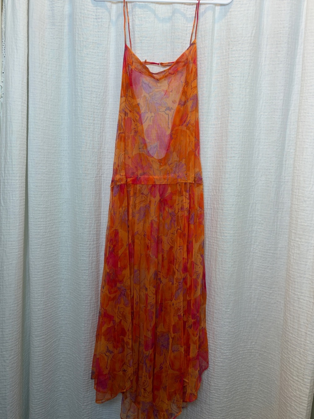 Free People Intimately Gold Rush Slip Dress Orange Pink Floral - Size M